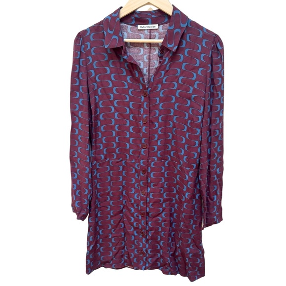 Reformation Retro Print Hugh Shirt Dress - Picture 6 of 16